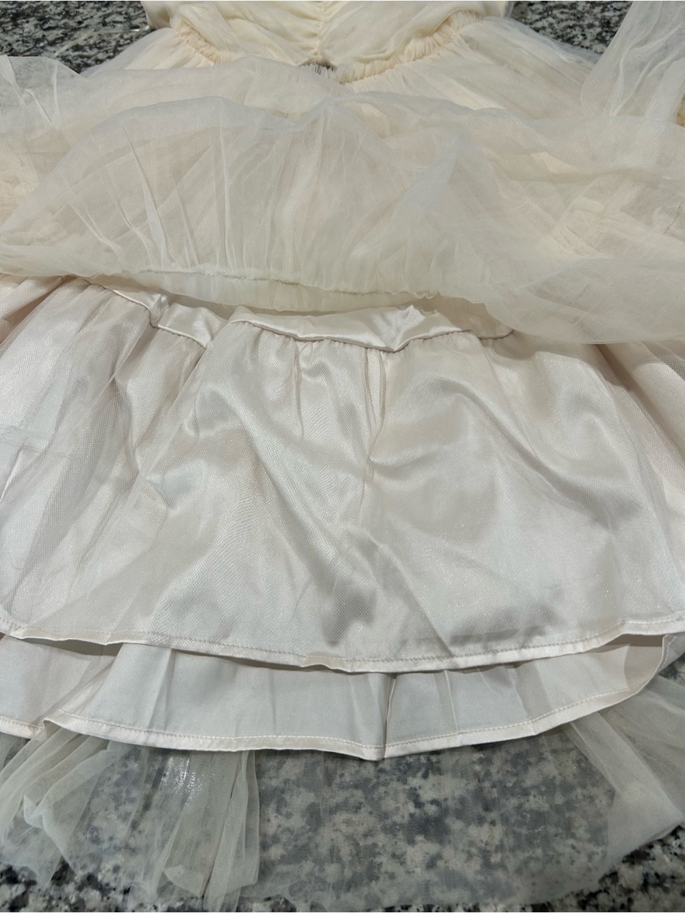 MABLE Mini Dress Mesh Tier Tulle Ruffle in Cream Size M Whimsical Fairycore NWOT - Picture 6 of 11
